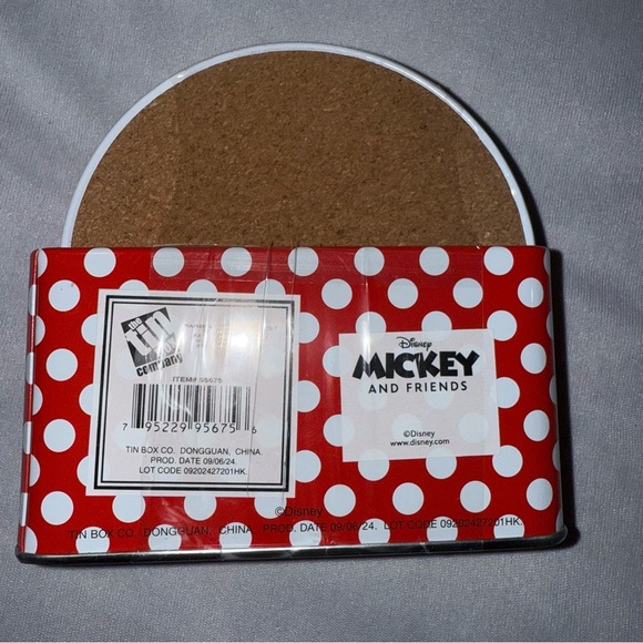 Disney Mickey & Friends 6 Piece Coaster Set Mickey Minnie Mouse Red White - Picture 2 of 10
